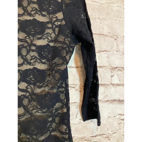 Jessica Max U.S.A. Top Womens Medium Black All Over Lace Fairy Whimsigoth Grunge - Picture 5 of 12